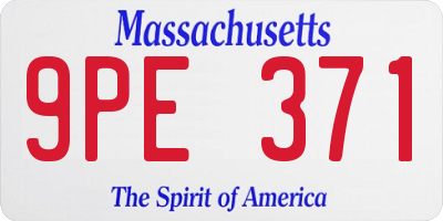 MA license plate 9PE371
