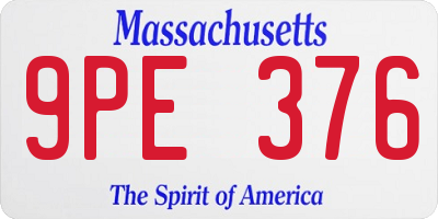 MA license plate 9PE376