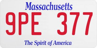 MA license plate 9PE377