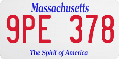 MA license plate 9PE378