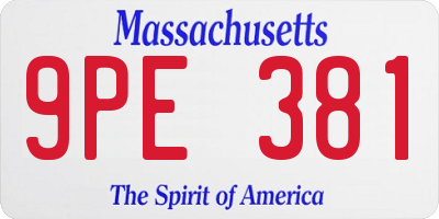 MA license plate 9PE381