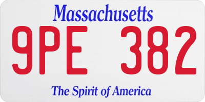 MA license plate 9PE382