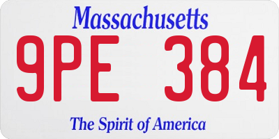 MA license plate 9PE384