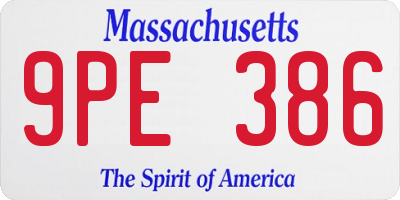 MA license plate 9PE386