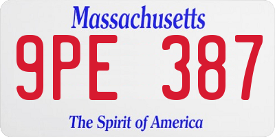 MA license plate 9PE387