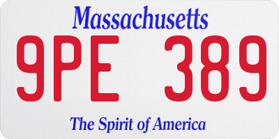 MA license plate 9PE389
