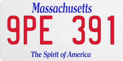 MA license plate 9PE391