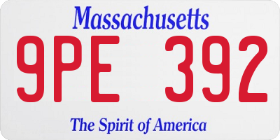 MA license plate 9PE392