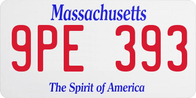 MA license plate 9PE393