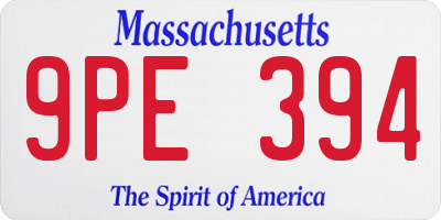 MA license plate 9PE394