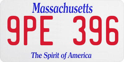 MA license plate 9PE396
