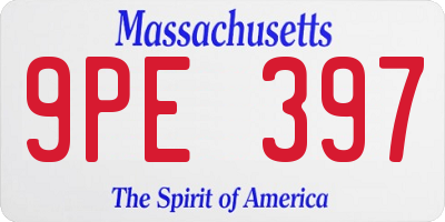 MA license plate 9PE397