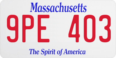 MA license plate 9PE403