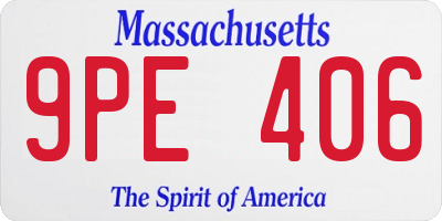 MA license plate 9PE406
