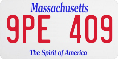 MA license plate 9PE409