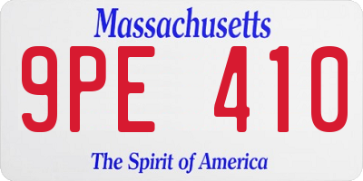 MA license plate 9PE410