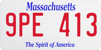 MA license plate 9PE413