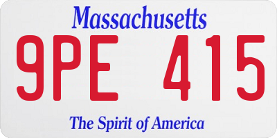 MA license plate 9PE415