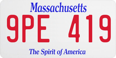 MA license plate 9PE419