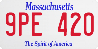 MA license plate 9PE420