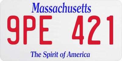 MA license plate 9PE421
