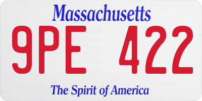 MA license plate 9PE422