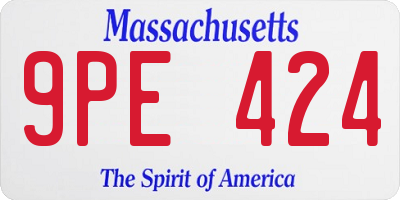 MA license plate 9PE424
