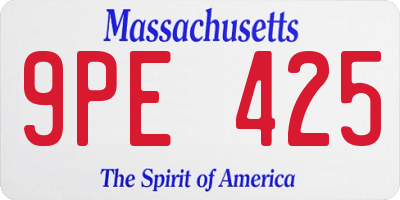 MA license plate 9PE425