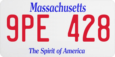 MA license plate 9PE428