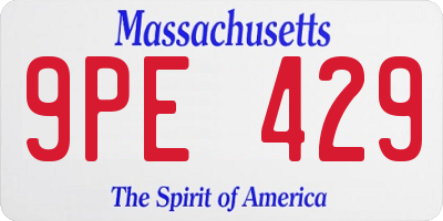 MA license plate 9PE429