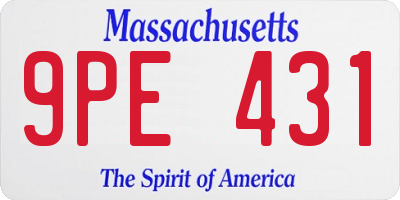 MA license plate 9PE431