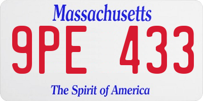 MA license plate 9PE433