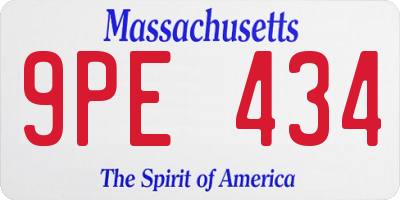 MA license plate 9PE434