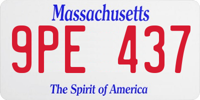 MA license plate 9PE437