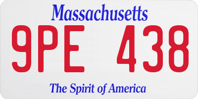 MA license plate 9PE438