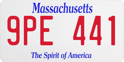 MA license plate 9PE441