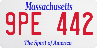 MA license plate 9PE442