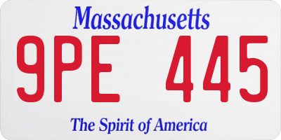 MA license plate 9PE445