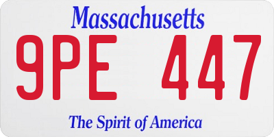 MA license plate 9PE447