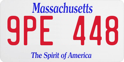 MA license plate 9PE448