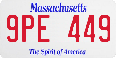 MA license plate 9PE449