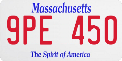 MA license plate 9PE450