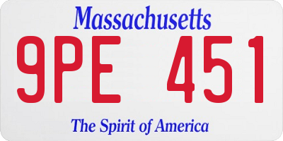 MA license plate 9PE451