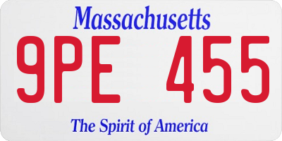 MA license plate 9PE455