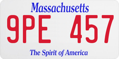 MA license plate 9PE457