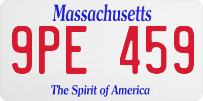 MA license plate 9PE459