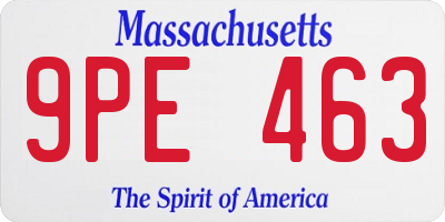 MA license plate 9PE463
