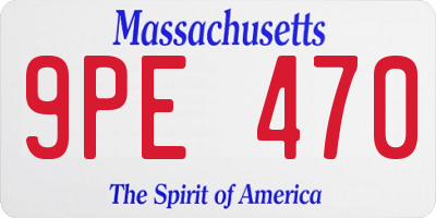MA license plate 9PE470