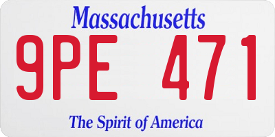 MA license plate 9PE471