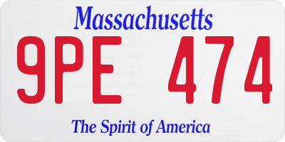 MA license plate 9PE474